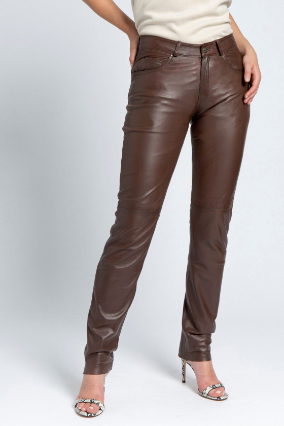 LAMB LEATHER PANTS 501F SLIM WODY