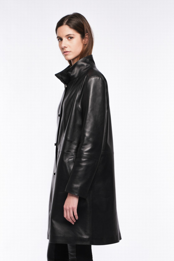 MID-LENGTH LAMB LEATHER JACKET JANYCE WAXY