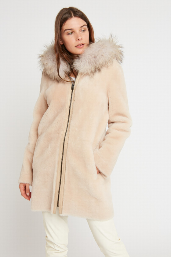 MANTEAU EN PEAU RETOURNÉE LIVY SOFT