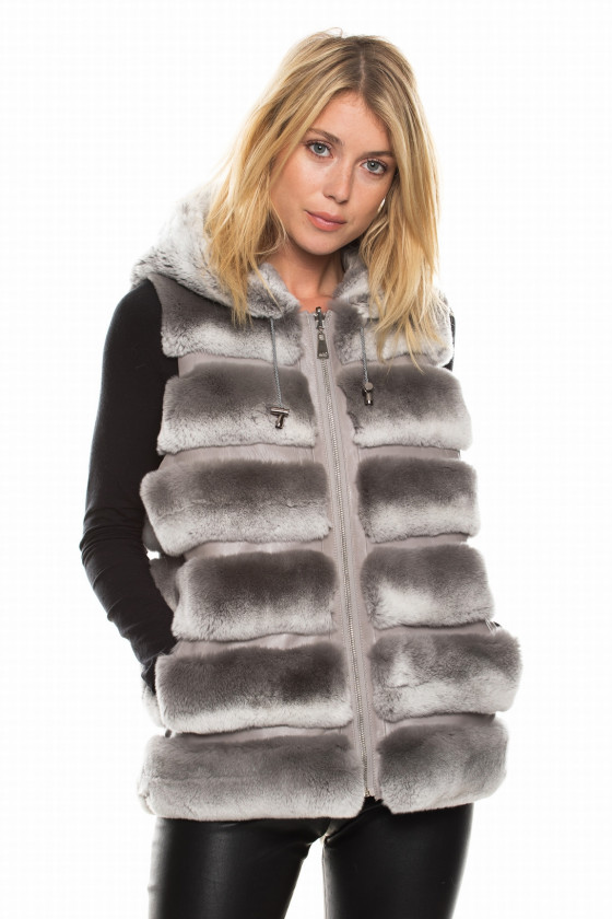 GILET REVERSIBLE EN LAPIN REX DELIZIA REX