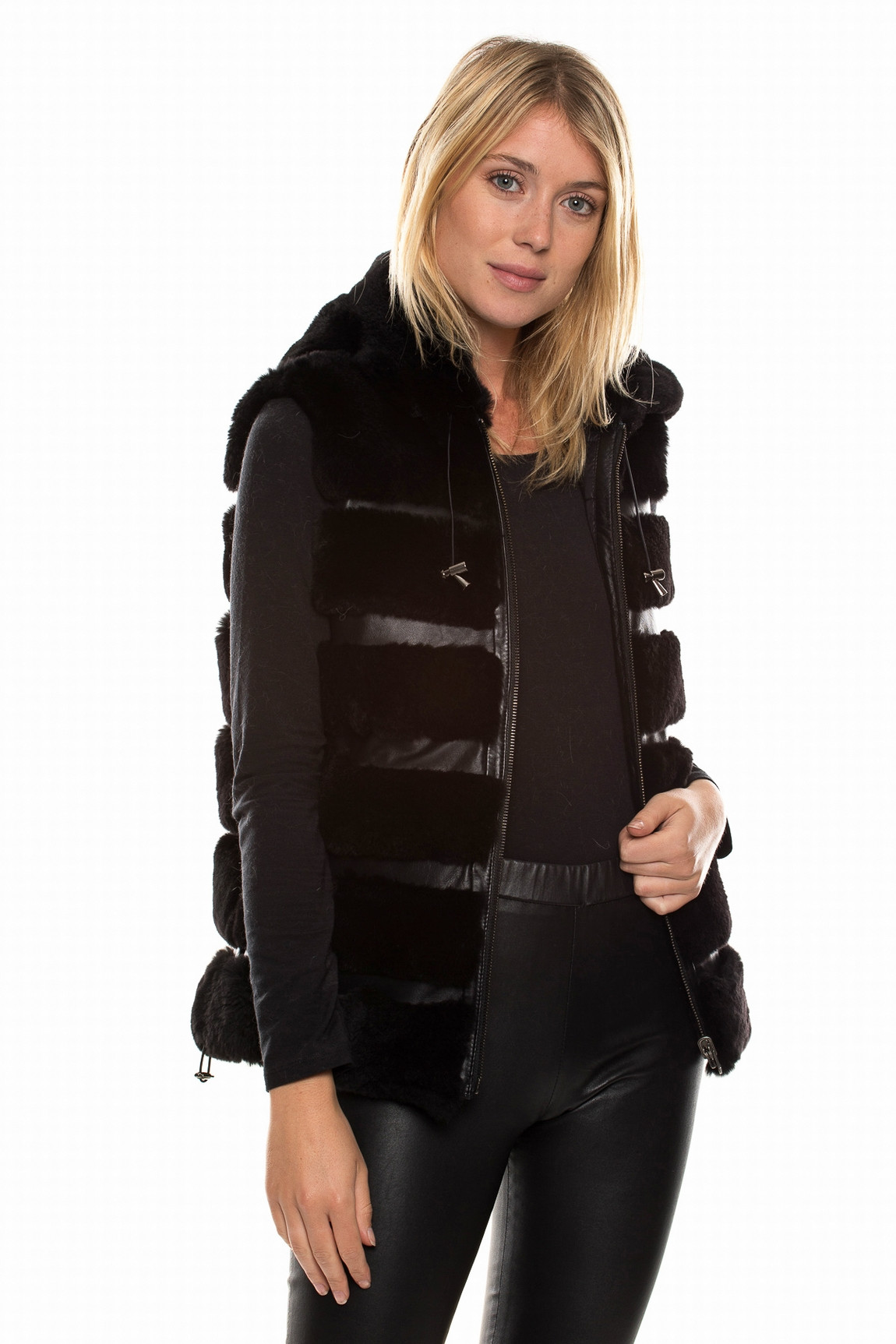 REVERSIBLE RABBIT FUR VEST DELIZIA REX