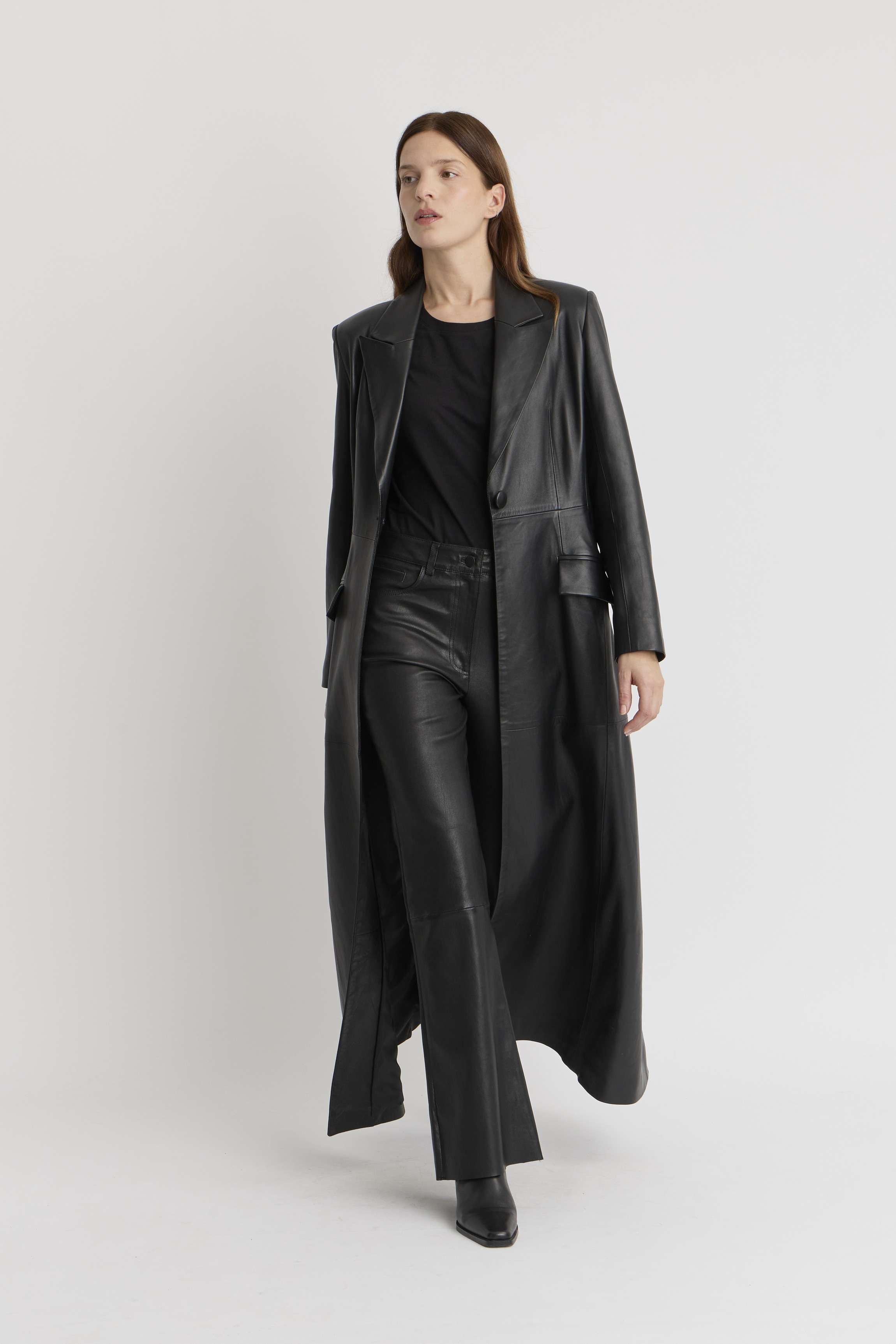 MANTEAU EN CUIR CINTRÉ DIVETTE LONG