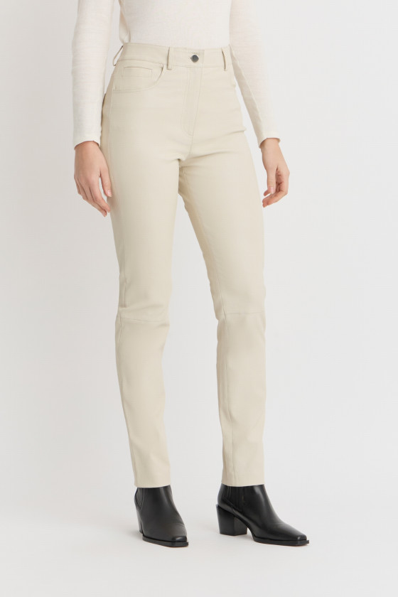 PANTALON DROIT EN CUIR STRETCH URIA