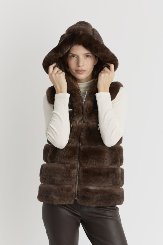 REVERSIBLE RABBIT FUR VEST DELIZIA REX