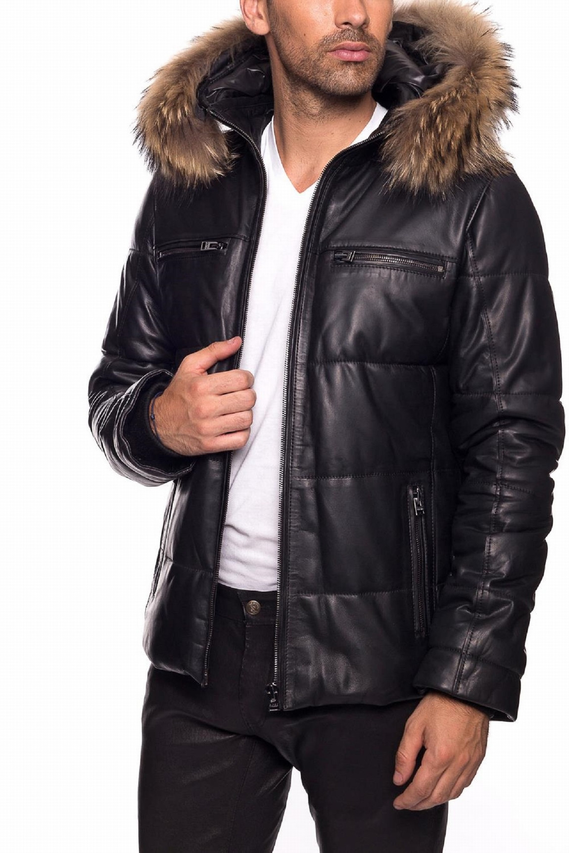 DOUDOUNE EN CUIR AVEC FOURRURE WALKER